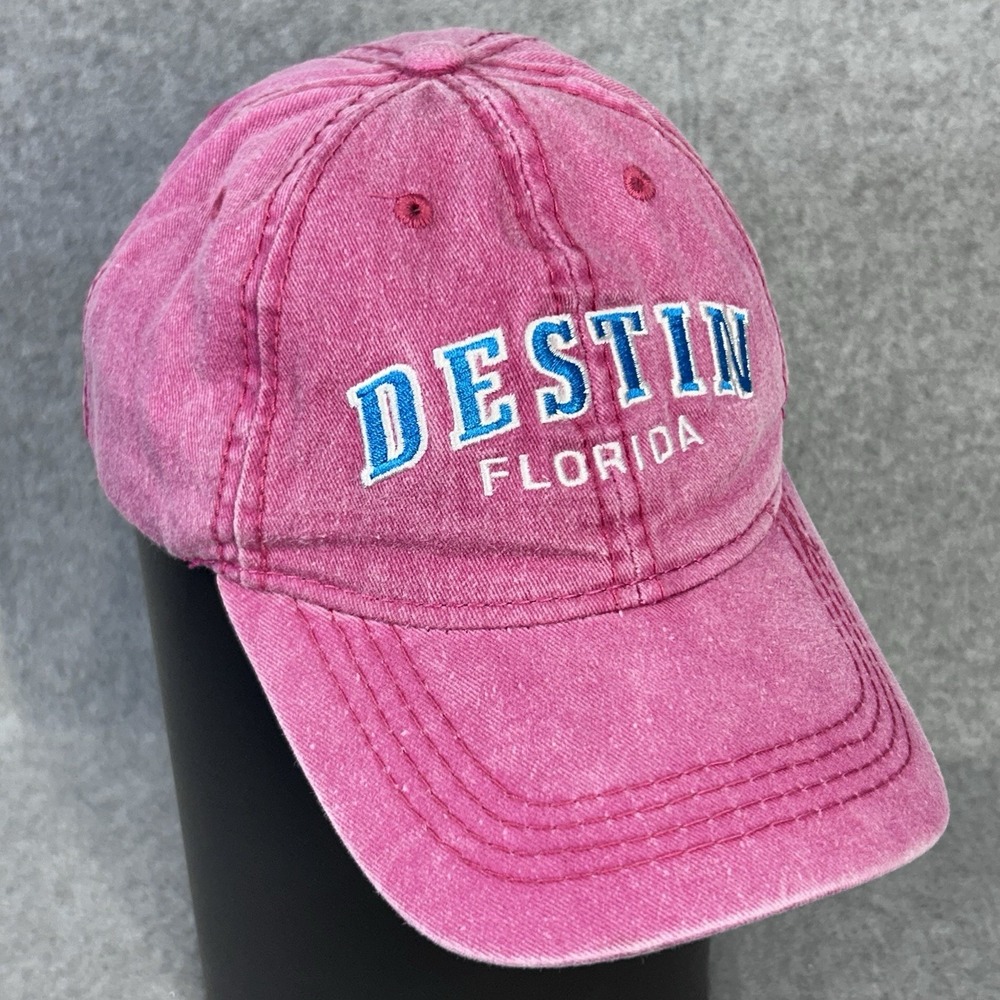 Destin Florida Mens Pink Sunsations Ball Cap Adjustable Denim Structured OSFM